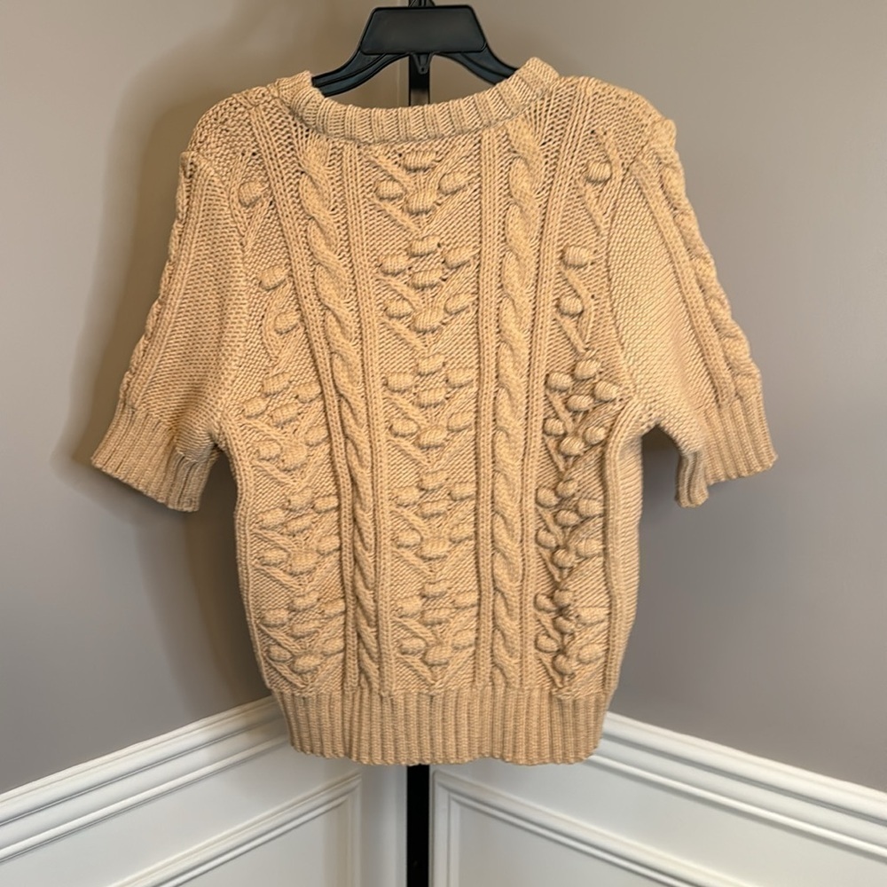 Zara mid camel short sleeve textured sweater size large - Picture 6 of 7